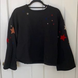 Star printed black wide arm sweatshirt